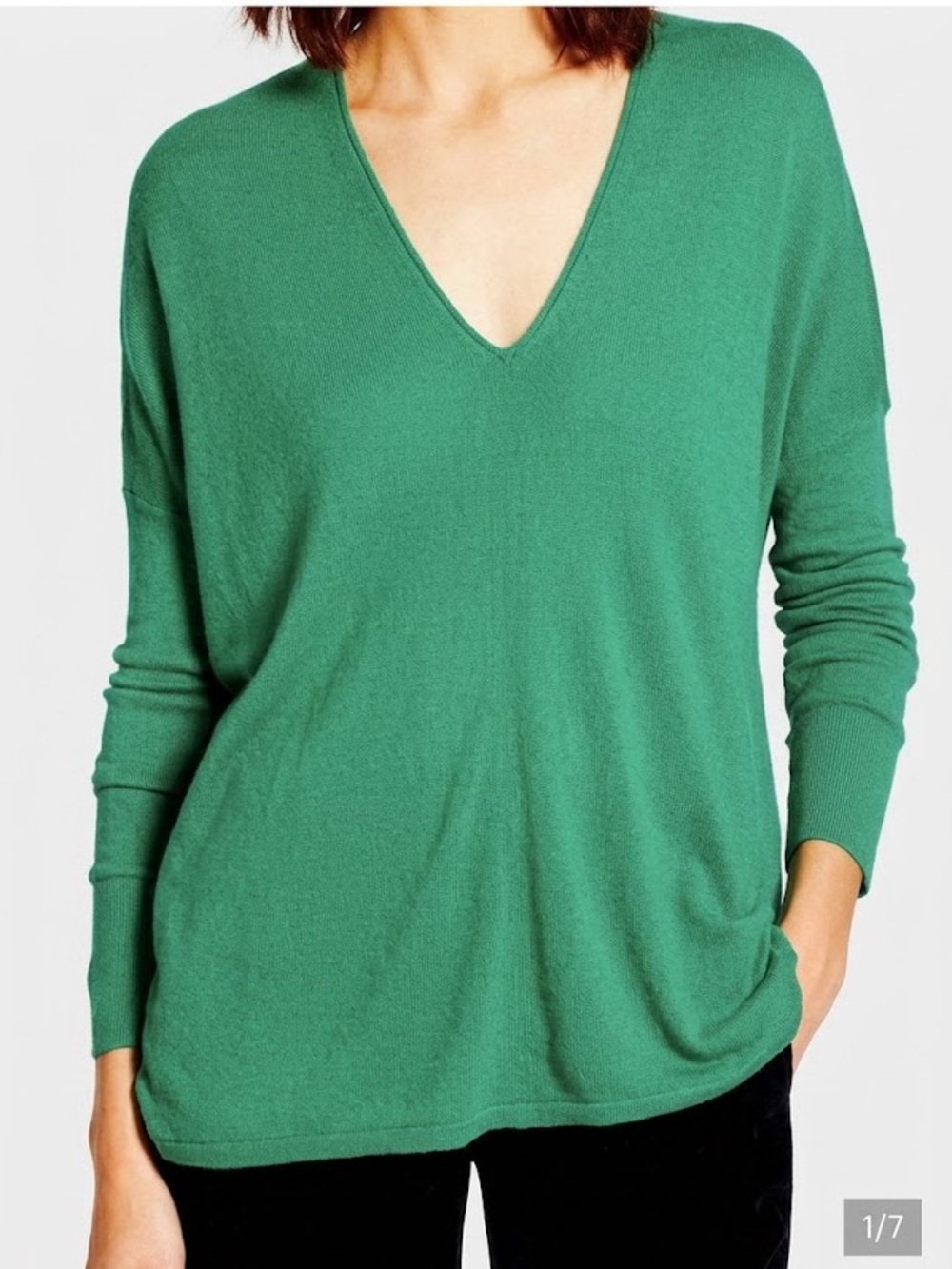 Vince Kelly Emerald Green Merino Wool Lightweight Slouchy Pullover Sweater S